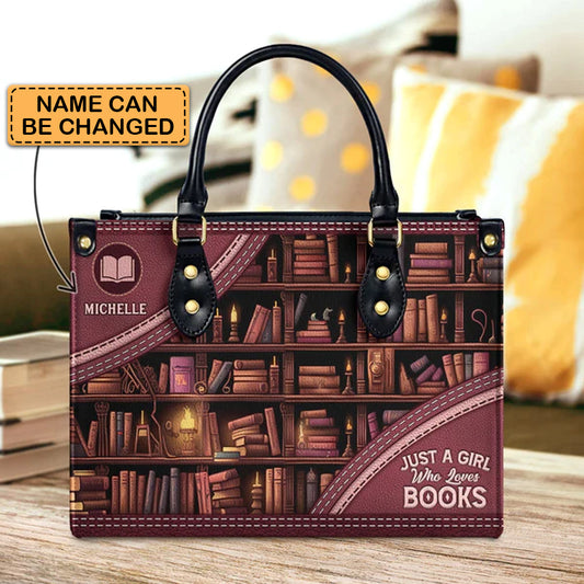 Christianartbag Handbags, Just A Girl Who Loves Books, Handbag Design, Monogram Leather Handbag, Gifts for Women, CABLTB03271223. - Christian Art Bag