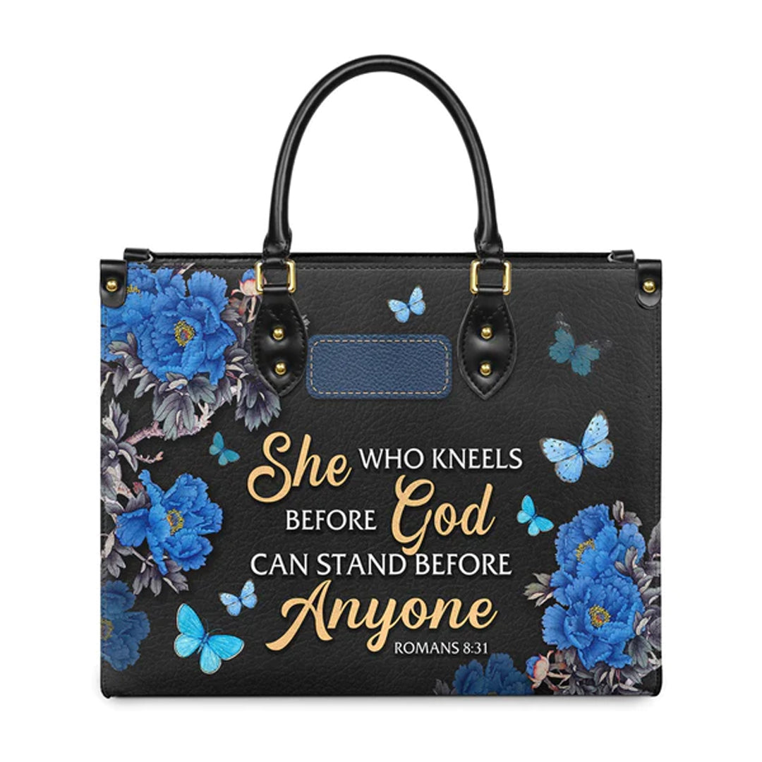 Christianartbag Handbags, She Who Kneels Before God Romans 8 31, Handbag Design, Monogram Leather Handbag, Gifts for Women, CABLTB01271223. - Christian Art Bag