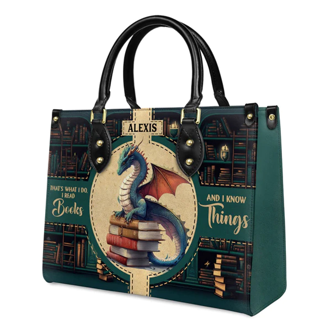 Christianartbag Handbags, Thats What I Do I Read Books And I Know Things, Handbag Design, Dragon Book Leather Handbag, Gifts for Women, CABLTB08271223. - Christian Art Bag