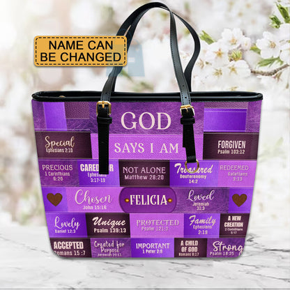 Christianartbag Handbags, God Says You Are Leather Handbag Purple, Personalized Bags, Gifts for Women, Christmas Gift, CABLTB02220923.