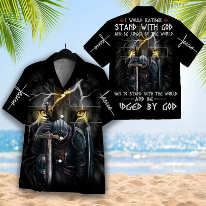 Christianartbag Hawaiian Shirt, Christian Shirt, I Would Rather Stand With God And Be Judged By The World Hawaiian Shirt, Christian Hawaiian Shirts For Men & Women. - Christian Art Bag