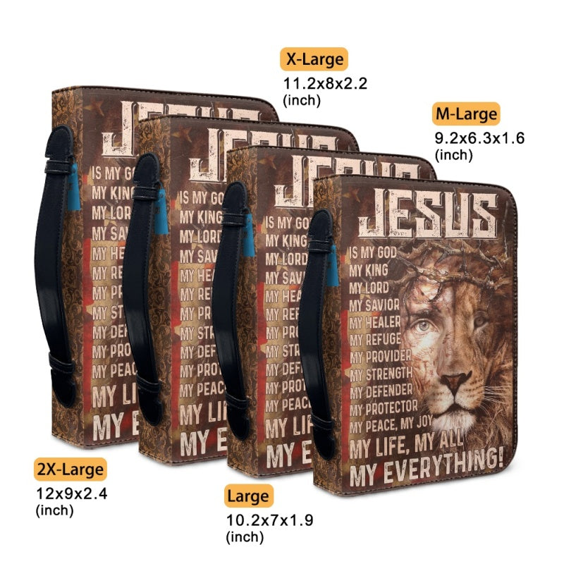 Christianartbag Bible Cover, Jesus My Life My All My Everything Bible Cover, Personalized Bible Cover, Christ Cross Lion Bible Cover, Christian Gifts, CAB06281023. - Christian Art Bag