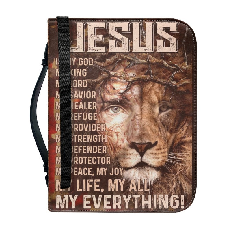 Christianartbag Bible Cover, Jesus My Life My All My Everything Bible Cover, Personalized Bible Cover, Christ Cross Lion Bible Cover, Christian Gifts, CAB06281023. - Christian Art Bag