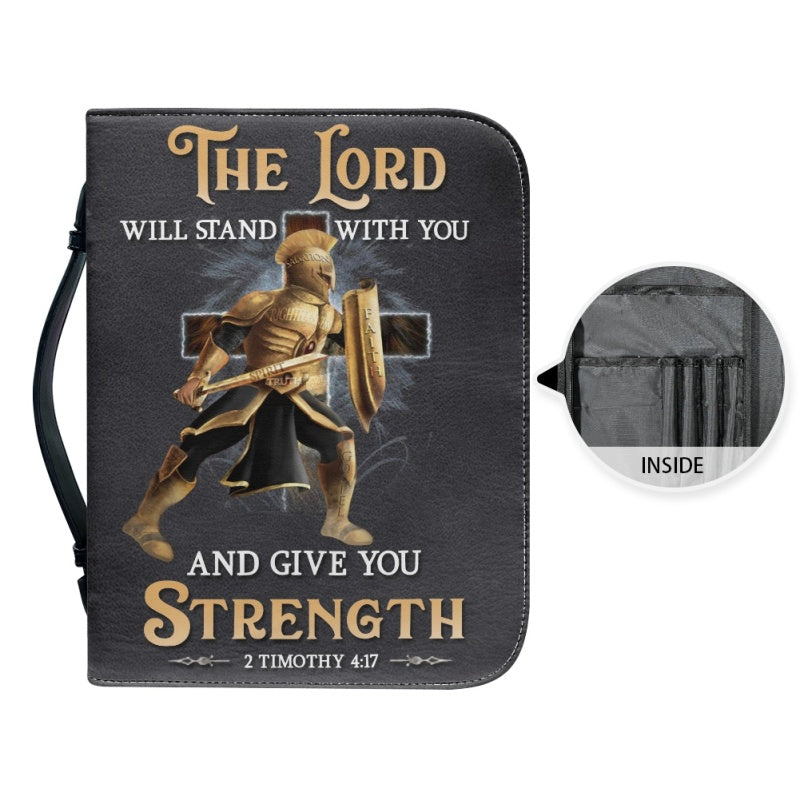 Christianartbag Bible Cover, The Lord Will Stand With You Bible Cover, Personalized Bible Cover, Warrior Lion Cross Bible Cover, Christian Gifts, CAB03251023. - Christian Art Bag