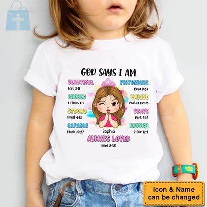 Christianartbag T-shirt, God Says Bible Verses T-Shirt, Children's Printed T-Shirts, CABTK03090923. - Christian Art Bag