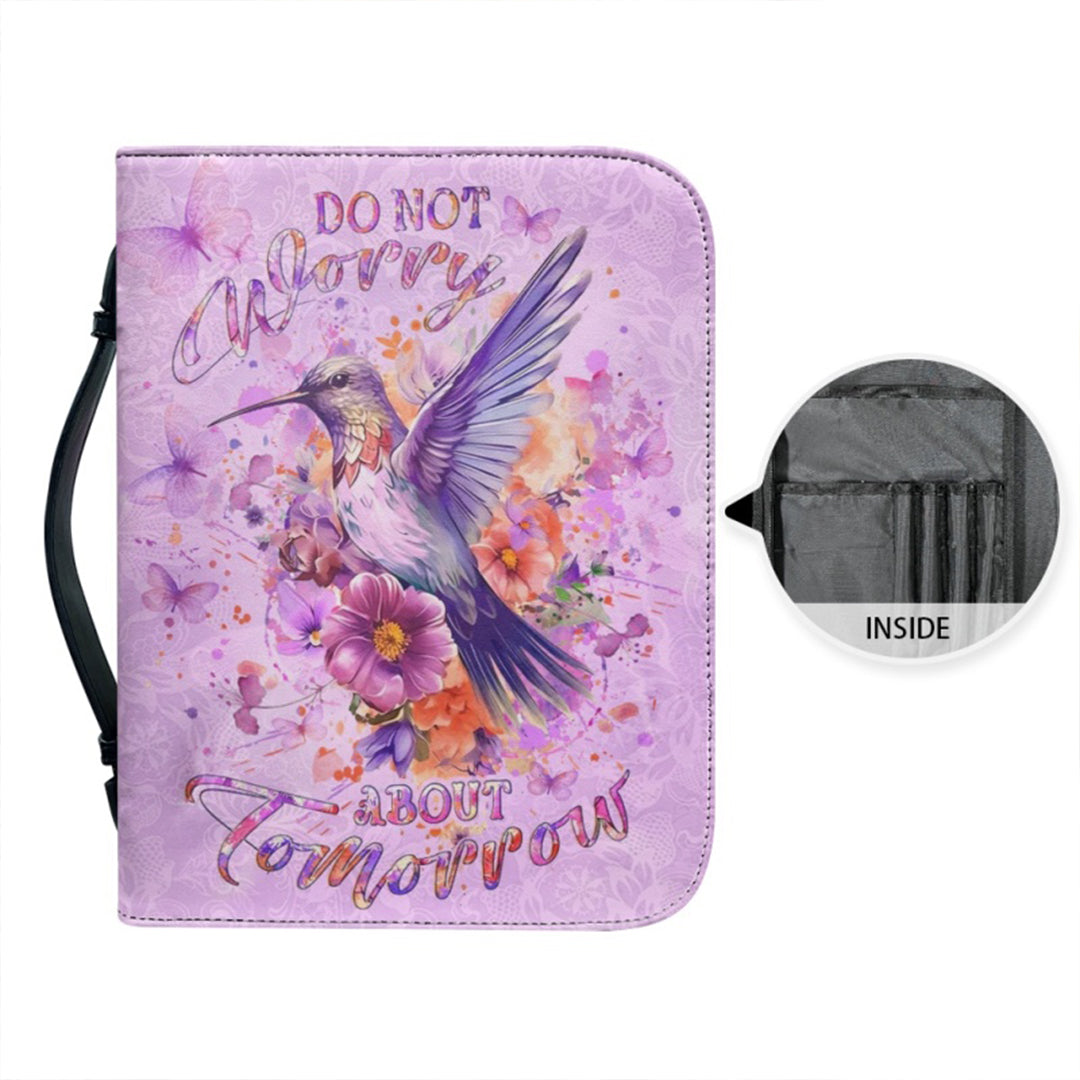 Christianartbag Bible Cover, Do Not Worry About Tomorrow Bible Cover, Personalized Bible Cover, Hummingbird Purple Bible Cover, Christian Gifts, CAB01060124. - Christian Art Bag