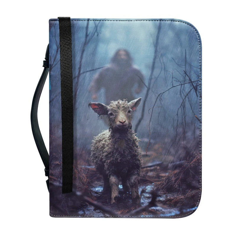 Christianartbag Bible Cover, Jesus as the Good Shepherd save a lamb Personalized Bible Cover, Personalized Bible Cover, Christmas Gift, CABBBCV01070923. - Christian Art Bag