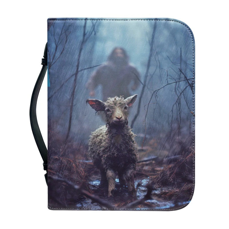 Christianartbag Bible Cover, Jesus as the Good Shepherd save a lamb Personalized Bible Cover, Personalized Bible Cover, Christmas Gift, CABBBCV01070923. - Christian Art Bag