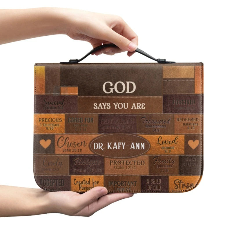 Christianartbag Bible Cover, God Says You Are Personalized Bible Cover, Personalized Bible Cover, Christmas Gift, CABBBCV01130923. - Christian Art Bag