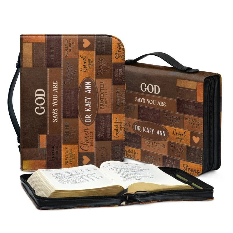 Christianartbag Bible Cover, God Says You Are Personalized Bible Cover, Personalized Bible Cover, Christmas Gift, CABBBCV01130923. - Christian Art Bag