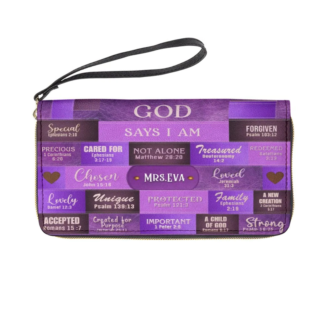 Christianartbag Clutch Purse, God Says I Am Clutch Purse For Women, Personalized Name, Christian Gifts For Women, CAB40091223. - Christian Art Bag