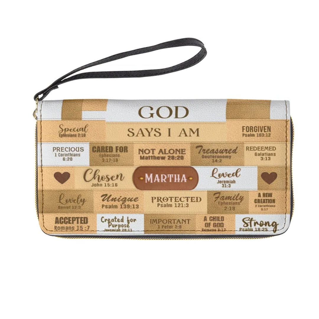 Christianartbag Clutch Purse, God Says I Am Clutch Purse For Women, Personalized Name, Christian Gifts For Women, CAB37091223. - Christian Art Bag