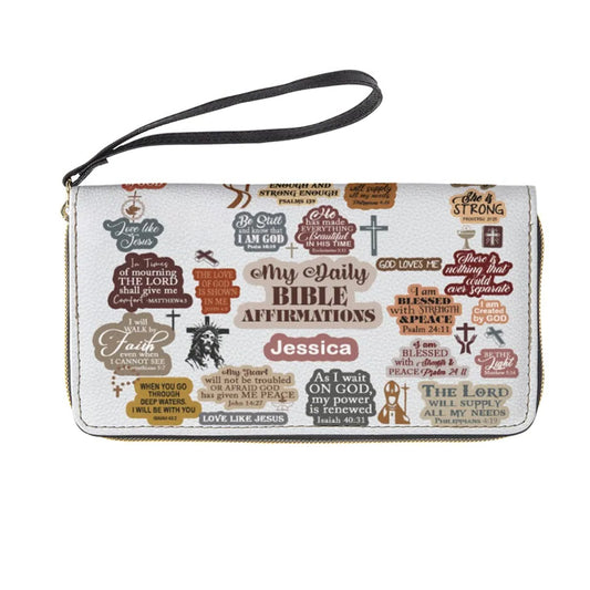 Christianartbag Clutch Purse, My Daily Bible Affirmations Clutch Purse For Women, Personalized Name, Christian Gifts For Women, CAB32091223. - Christian Art Bag