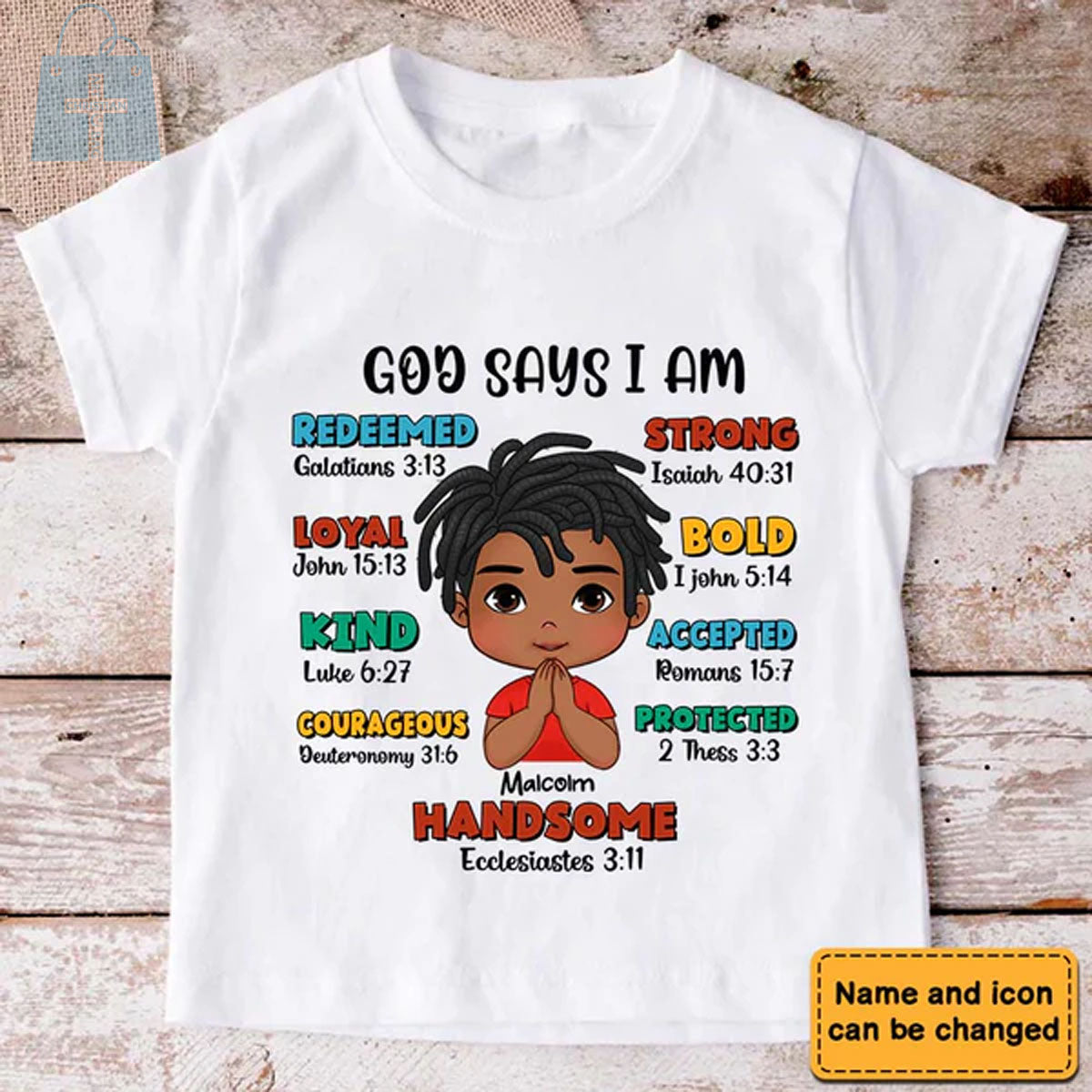Christianartbag T-shirt, God Says Bible Verses T-Shirt, Children's Printed T-Shirts, CABTK03090923. - Christian Art Bag