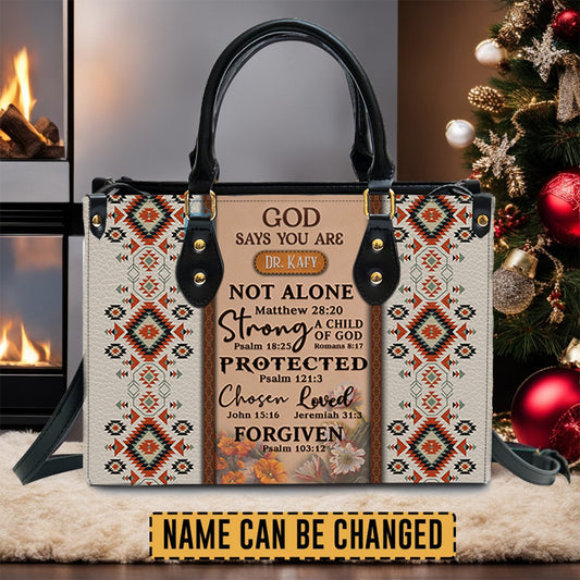 Christianartbag Handbags, GOD Says You Are Leather Handbag, Vintage hand-woven southwest lacing design Leather Handbag, Gifts for Women, CABLTB01131023. - Christian Art Bag