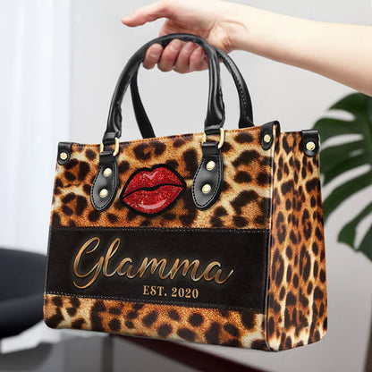 CHRISTIANARTBAG Personalized Leopard Print Leather Handbag with Customizable Name Plate, CABLTHB01300324.