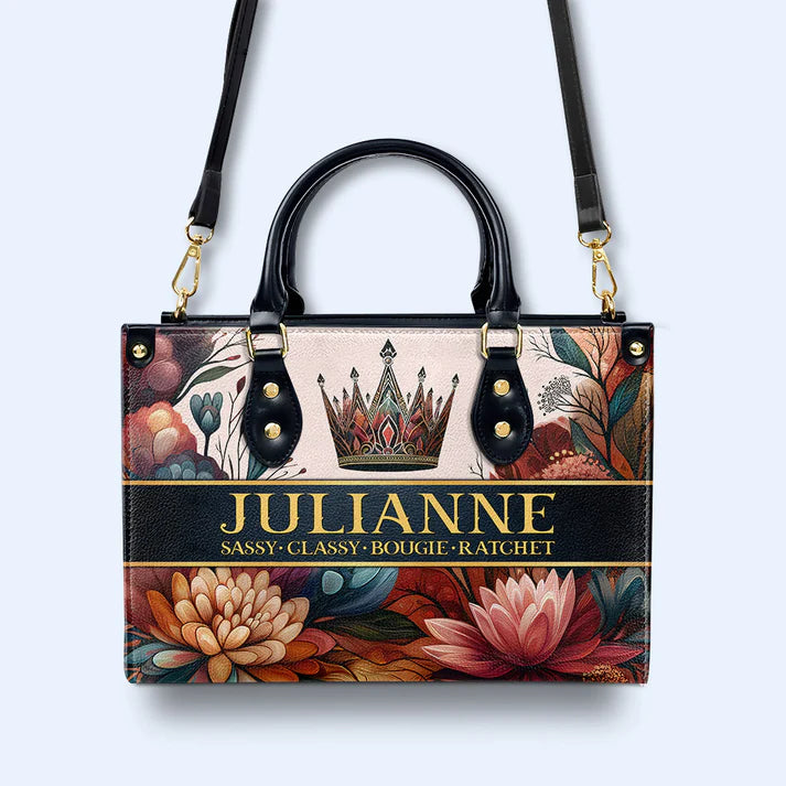 Floral Majesty Custom Leather Tote - CHRISTIANARTBAG Versatile Elegance Series - CABLTHB15310324.