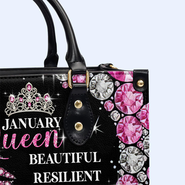 CHRISTIANARTBAG 'January Queen' Birthstone-Inspired Personalized Leather Handbag - CABBLTHB05300324.