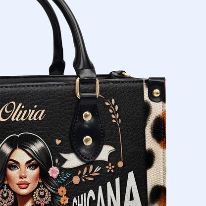 Cultural Essence Personalized Leather Tote - CHRISTIANARTBAG Chicana Pride Collection - CABLTHB09310324.