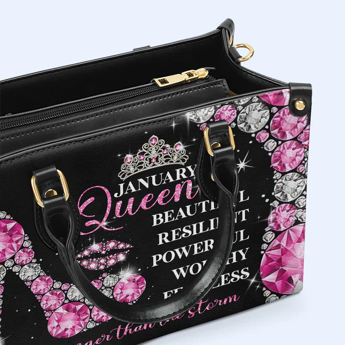 CHRISTIANARTBAG 'January Queen' Birthstone-Inspired Personalized Leather Handbag - CABBLTHB05300324.