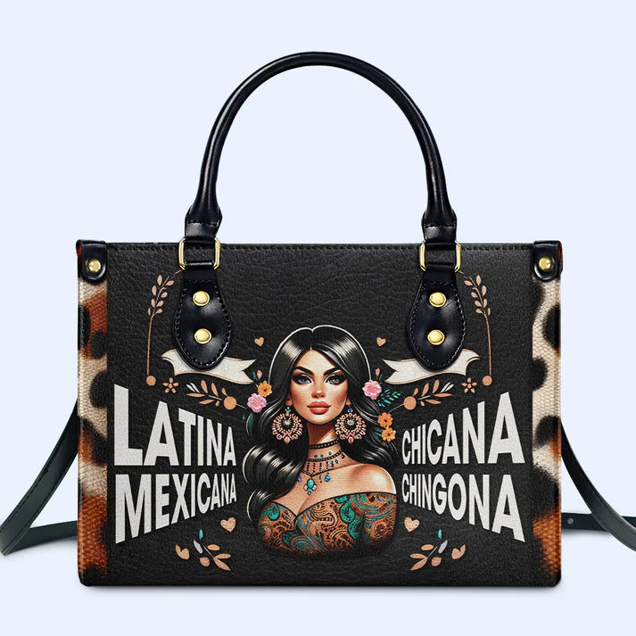 Cultural Essence Personalized Leather Tote - CHRISTIANARTBAG Chicana Pride Collection - CABLTHB09310324.