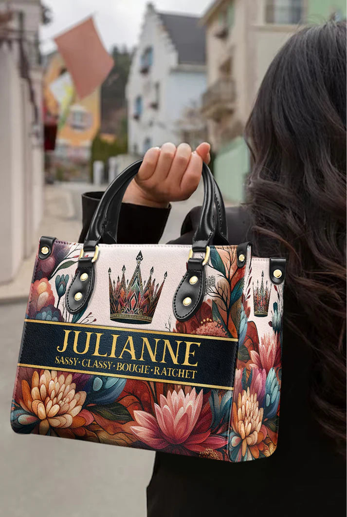 Floral Majesty Custom Leather Tote - CHRISTIANARTBAG Versatile Elegance Series - CABLTHB15310324.