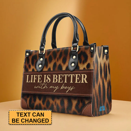 CHRISTIANARTBAG - Life Is Better With My Boys - Bespoke Leather Handbag - CABLTHB19300324.