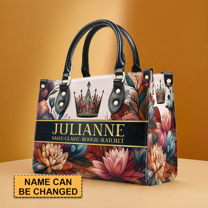 Floral Majesty Custom Leather Tote - CHRISTIANARTBAG Versatile Elegance Series - CABLTHB15310324.