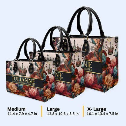 Floral Majesty Custom Leather Tote - CHRISTIANARTBAG Versatile Elegance Series - CABLTHB15310324.