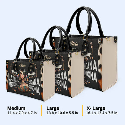 Cultural Essence Personalized Leather Tote - CHRISTIANARTBAG Chicana Pride Collection - CABLTHB09310324.