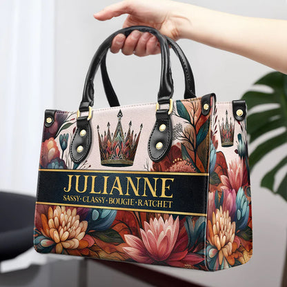 Floral Majesty Custom Leather Tote - CHRISTIANARTBAG Versatile Elegance Series - CABLTHB15310324.