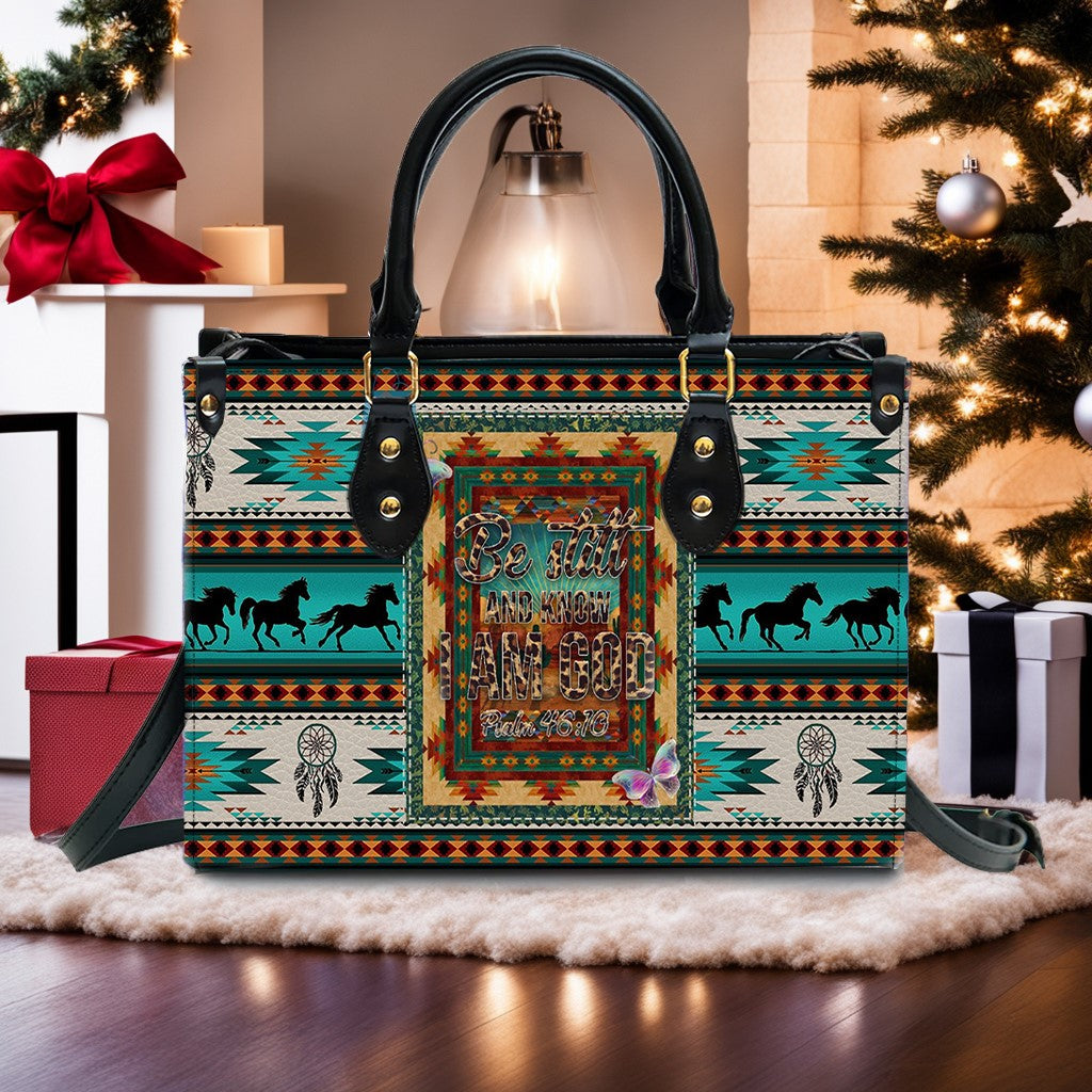 Christianartbag Handbags, Be Still And Know I Am GOD Leather Handbag, Southwest Native American embroidery Handbag, Gifts for Women, CABLTB01091023. - Christian Art Bag