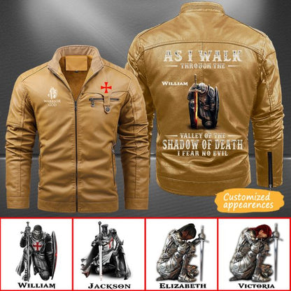 Christianartbag Leather Jacket, As I Walk Through The Valley Of The Shadow Of Death Personalized Leather Jacket, Warm Jacket, Winter Outer Wear, Gift for Him, CABJKL02061123. - Christian Art Bag