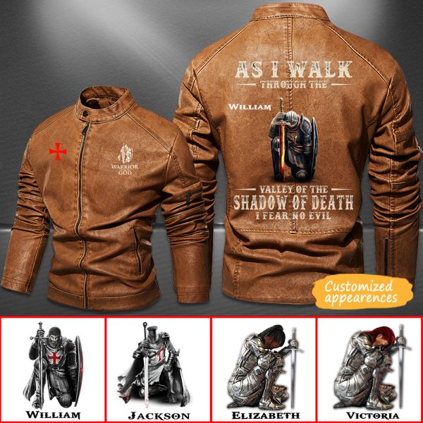 Christianartbag Leather Jacket, As I Walk Through The Valley Of The Shadow Of Death Personalized Leather Jacket, Warm Jacket, Winter Outer Wear, Gift for Him, CABJKL02061123. - Christian Art Bag