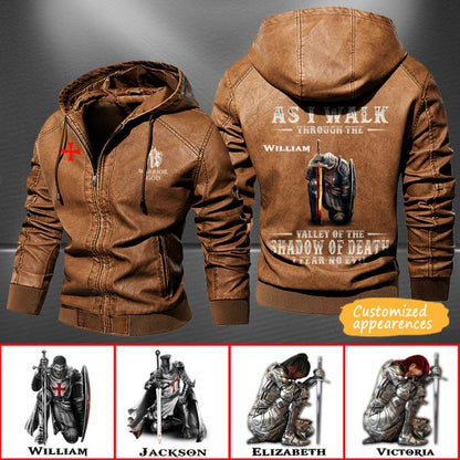 Christianartbag Leather Jacket, As I Walk Through The Valley Of The Shadow Of Death Personalized Leather Jacket, Warm Jacket, Winter Outer Wear, Gift for Him, CABJKL02061123. - Christian Art Bag