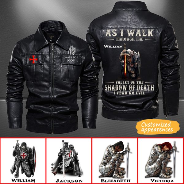 Christianartbag Leather Jacket, As I Walk Through The Valley Of The Shadow Of Death Personalized Leather Jacket, Warm Jacket, Winter Outer Wear, Gift for Him, CABJKL02061123. - Christian Art Bag