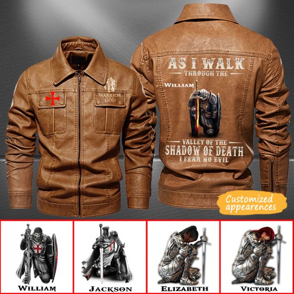 Christianartbag Leather Jacket, As I Walk Through The Valley Of The Shadow Of Death Personalized Leather Jacket, Warm Jacket, Winter Outer Wear, Gift for Him, CABJKL02061123. - Christian Art Bag