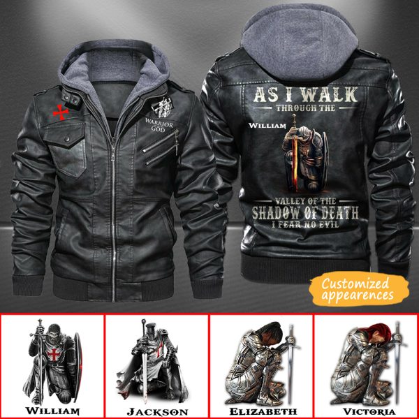 Christianartbag Leather Jacket, As I Walk Through The Valley Of The Shadow Of Death Personalized Leather Jacket, Warm Jacket, Winter Outer Wear, Gift for Him, CABJKL02061123. - Christian Art Bag