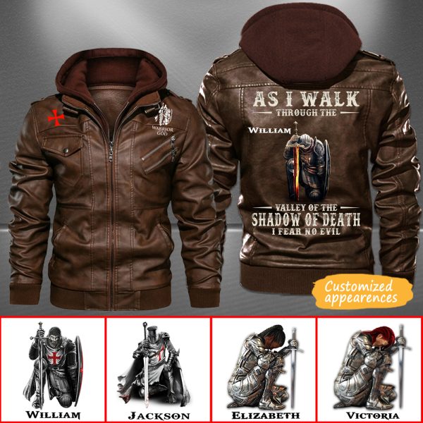 Christianartbag Leather Jacket, As I Walk Through The Valley Of The Shadow Of Death Personalized Leather Jacket, Warm Jacket, Winter Outer Wear, Gift for Him, CABJKL02061123. - Christian Art Bag