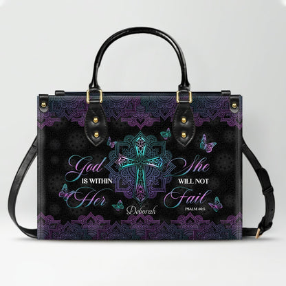 Christianartbag Handbags, God Is Within Her She Will Not Fail Psalm 46 5 Mandala Leather Handbag, Handbag Design, Personalized Leather Handbag, Gifts for Women, CABLTB0103123.