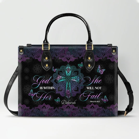 Christianartbag Handbags, God Is Within Her She Will Not Fail Psalm 46 5 Mandala Leather Handbag, Handbag Design, Personalized Leather Handbag, Gifts for Women, CABLTB0103123.