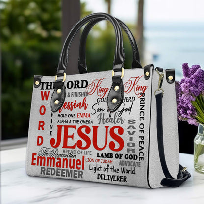 Personalized Leather Handbag for Christian Women – Custom Name Bible Verse Tote Bag – JESUS Word Art Purse by CHRISTIANARTBAG