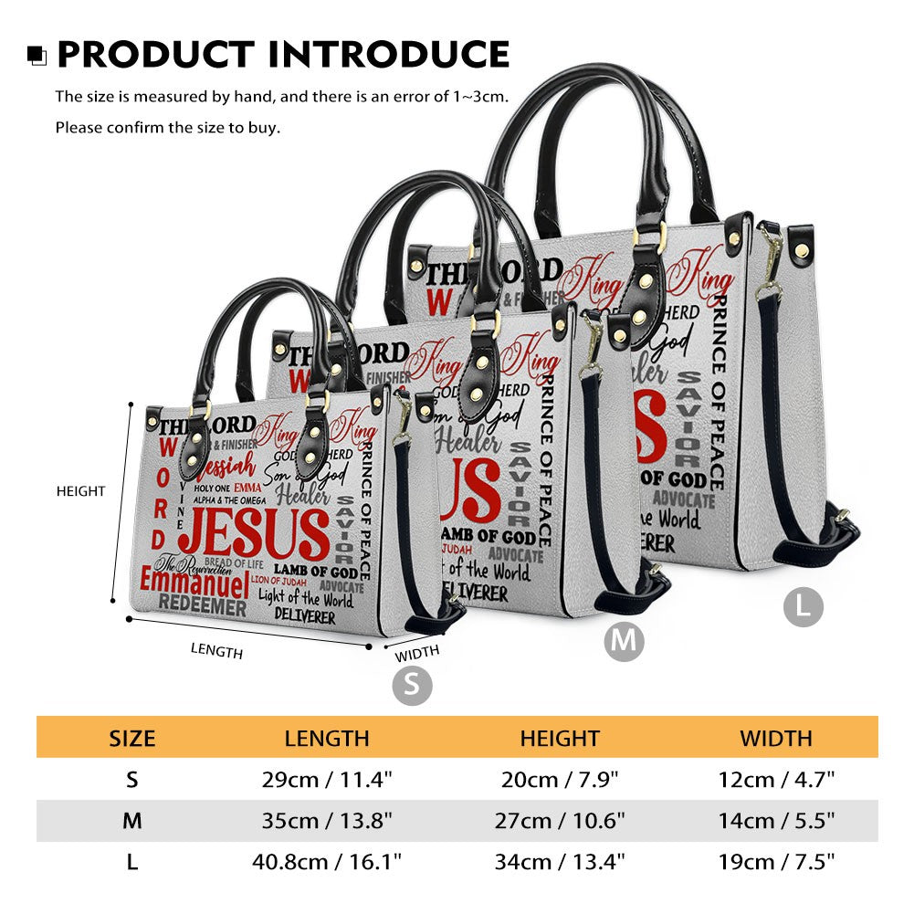 Personalized Leather Handbag for Christian Women – Custom Name Bible Verse Tote Bag – JESUS Word Art Purse by CHRISTIANARTBAG