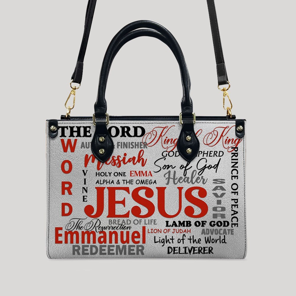 Personalized Leather Handbag for Christian Women – Custom Name Bible Verse Tote Bag – JESUS Word Art Purse by CHRISTIANARTBAG