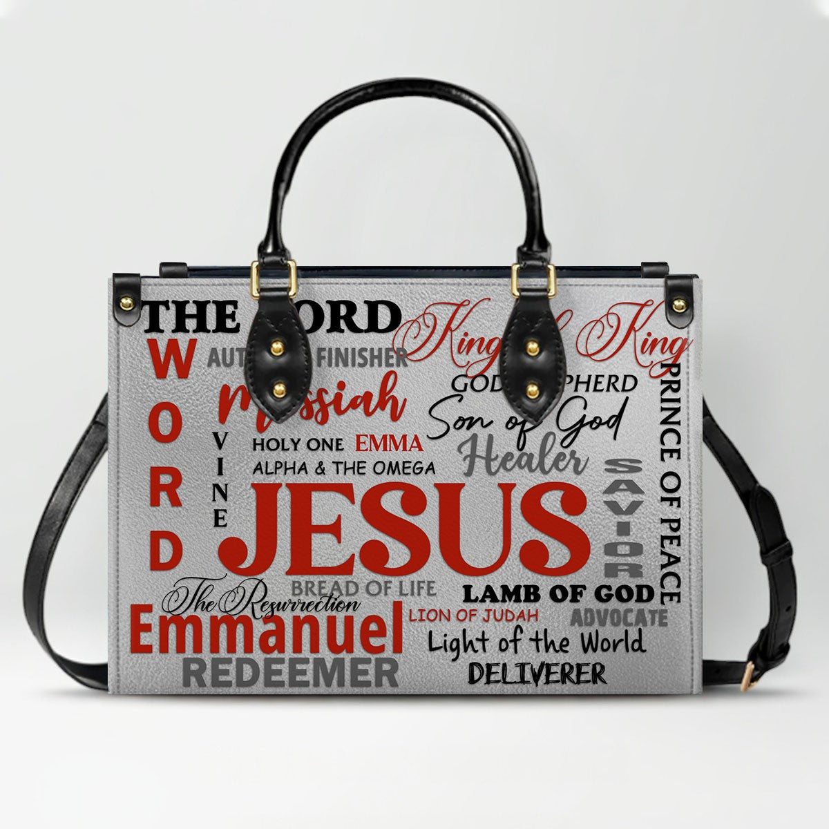 Personalized Leather Handbag for Christian Women – Custom Name Bible Verse Tote Bag – JESUS Word Art Purse by CHRISTIANARTBAG
