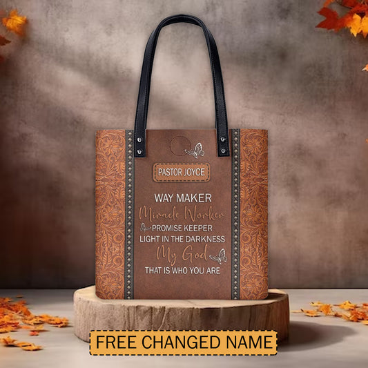 Christianartbag Shoulder Bag, Way Maker Miracle Worker Leather Shoulder Bag, Personalized Shoulder Bag, Gift For Women, CAB01091023. - Christian Art Bag