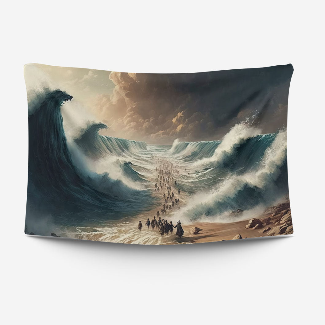 Christianartbag Tapestry, Moses Parting the Red Sea Tapestry, Jesus Christ Tapestry Wall Art, Tapestry Wall Hanging, Christian Wall Art, Tapestries, CABTP01080923. - Christian Art Bag