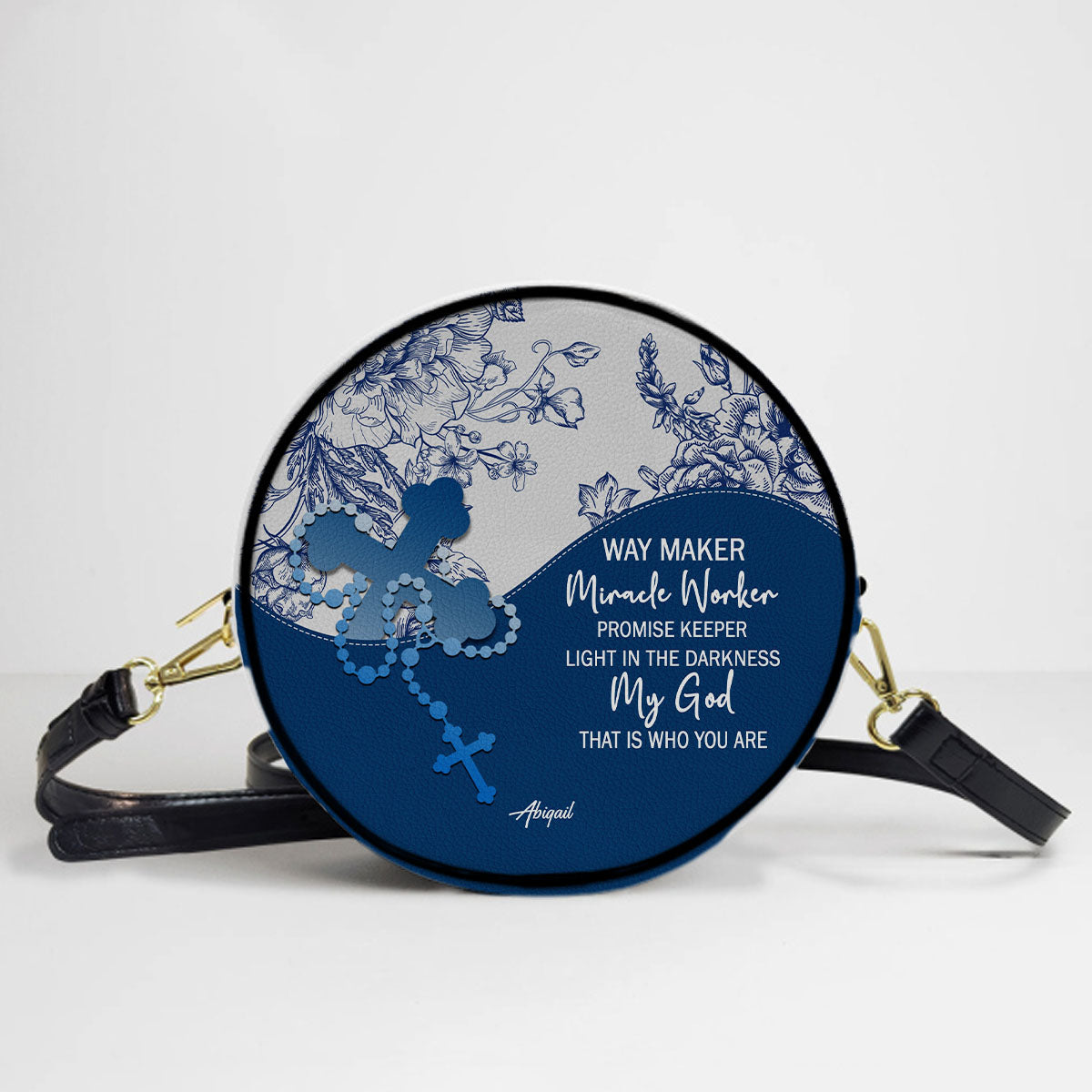 Personalized Circle Leather Crossbody Bag – Custom Name, Color & Bible Verse | CHRISTIANARTBAG