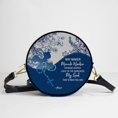 Personalized Circle Leather Crossbody Bag – Custom Name, Color & Bible Verse | CHRISTIANARTBAG