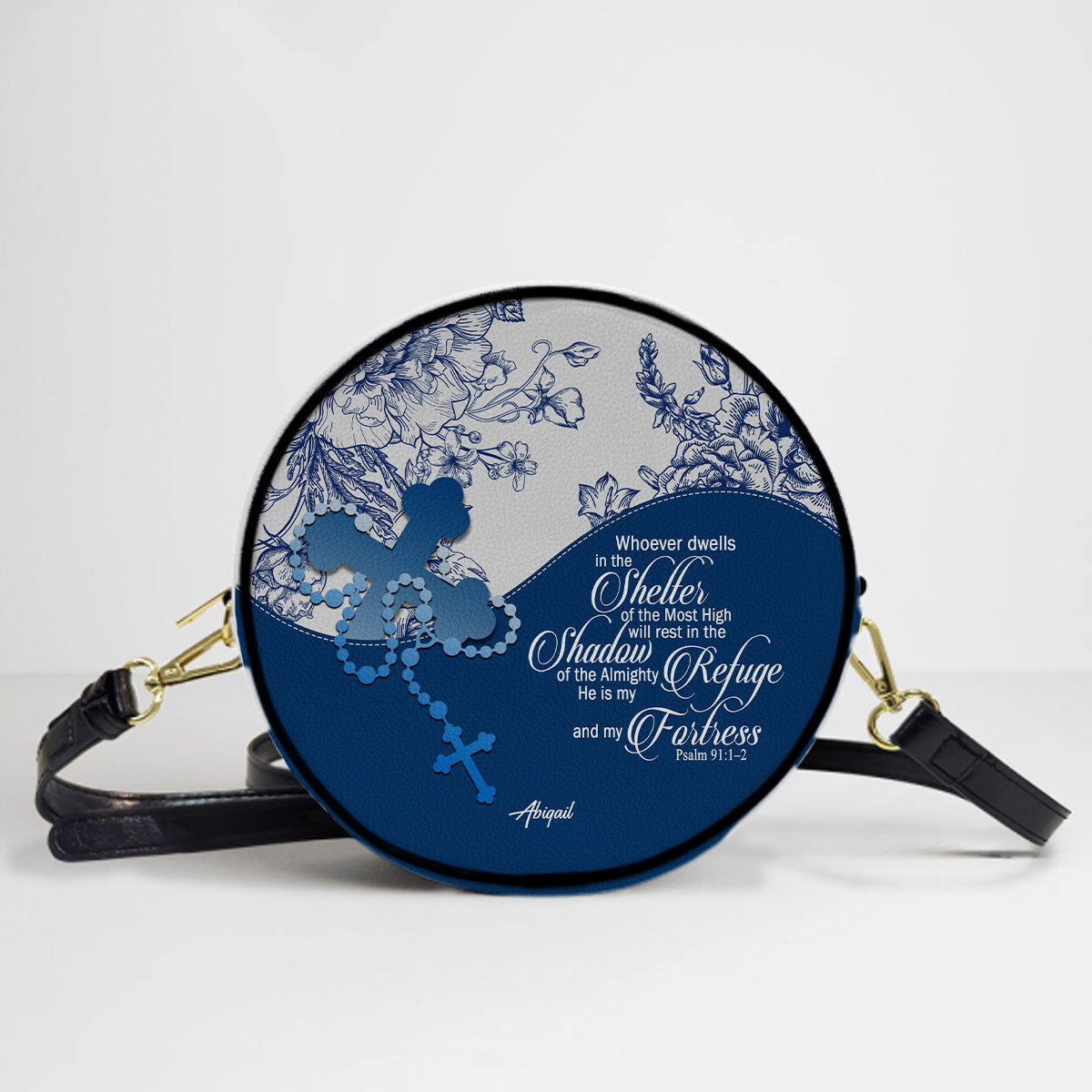 Personalized Circle Leather Crossbody Bag – Custom Name, Color & Bible Verse | CHRISTIANARTBAG
